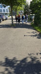 Walk towards ESEO by following the path North and going around the roundabout on the left